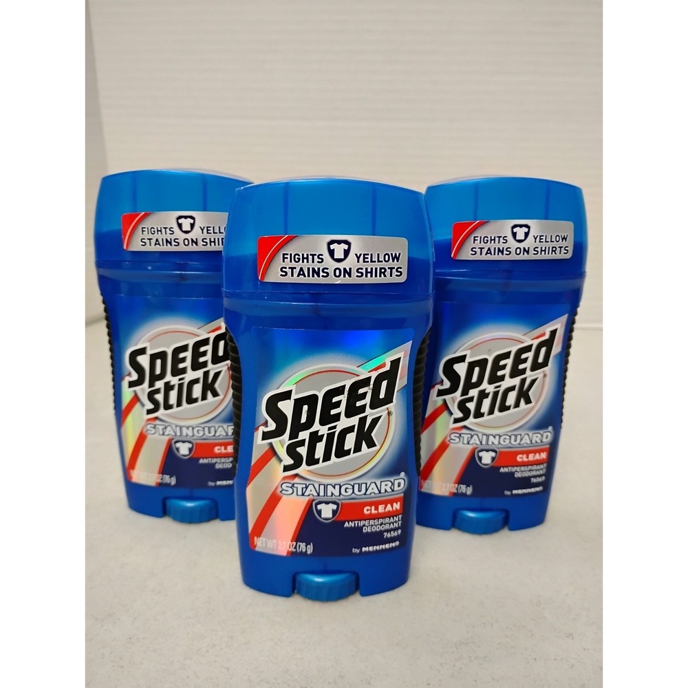 3 Speed Stick Stainguard CLEAN Antiperspirant Deodorant 2.7oz NEW AntiYellow '15